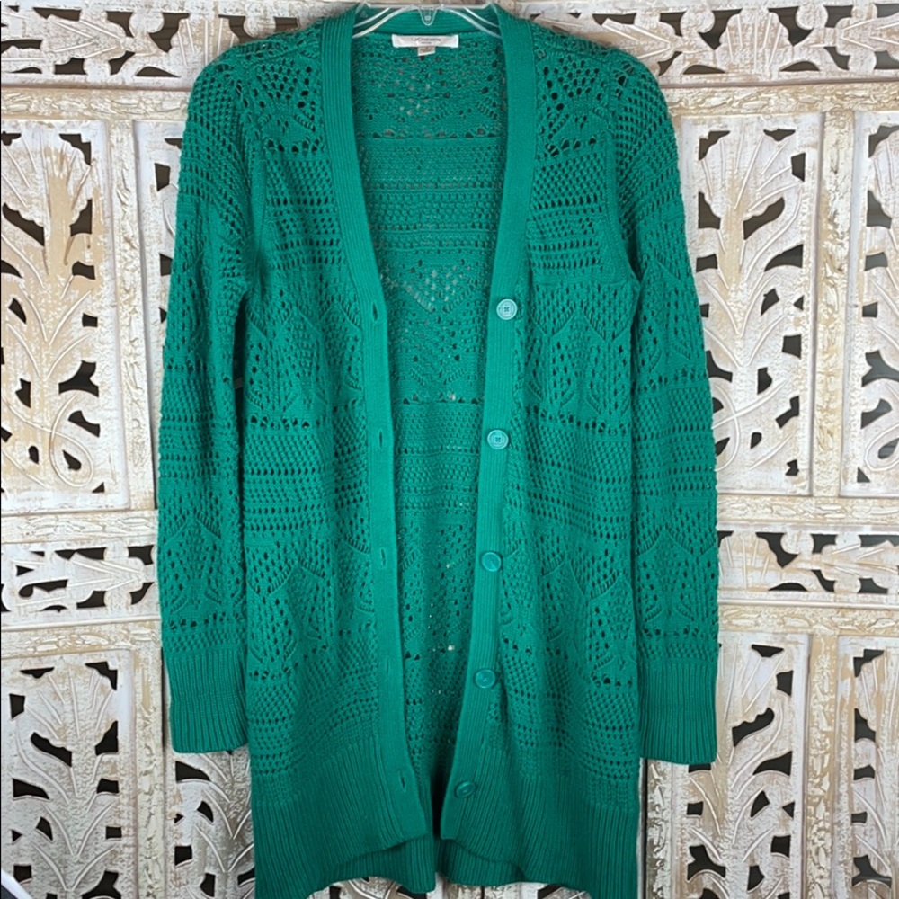 Liz Claiborne Open Weave Button Front Cardigan - image 1